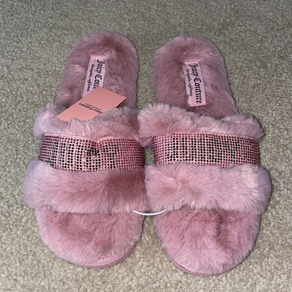 Juicy Couture Shoes - Juicy Couture Pink Fuzzy Slippers
